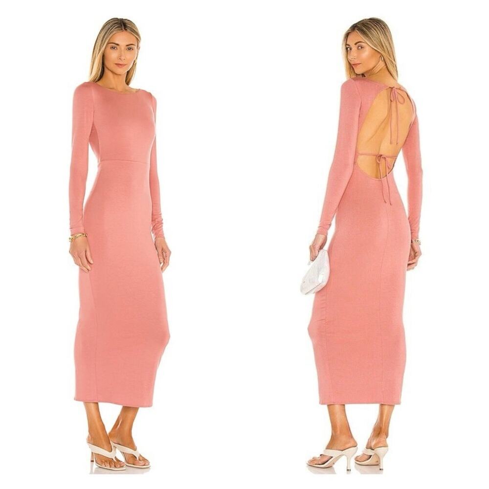 NWT Lovers + Friends Oaklee Stretch Bodycon Cut Out‎ Back Midi Dress S Pink